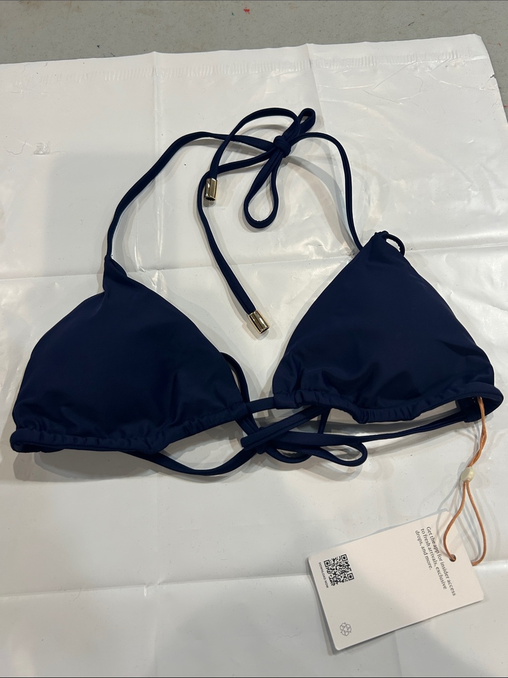 Navy Triangle Bikini Top - Women Swim quince